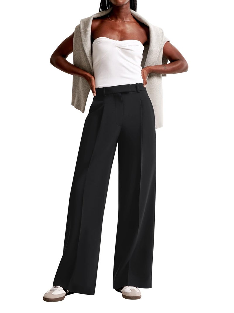 NIMIN Women Wide Leg Pants High Waisted Dressy Work Office Trousers Business Casual Palazzo Pants 2026 Fashion Outfits with Pockets Black - Image 5