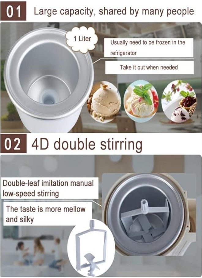 M MIAOYAN - Ice Cream Maker with Built-in Freezer Ice Maker for KitchenAid Fruit Ice Cream Roll Frozen Dessert Maker, Compact Size for Ice Cream, Mixes, Milkshakes, Sorbets, Smoothie Bowls and More - Image 1
