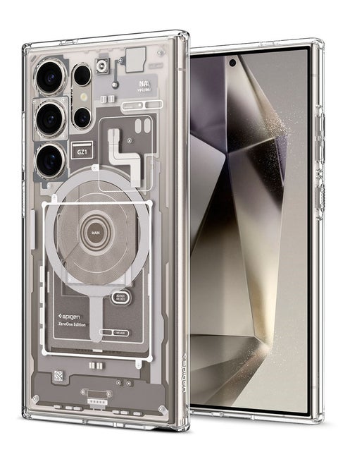 غطاء Spigen Ultra Hybrid Metal Ring MagFit لهاتف Samsung Galaxy S24 ULTRA متوافق مع MagSafe - Zero One Natural Titanium