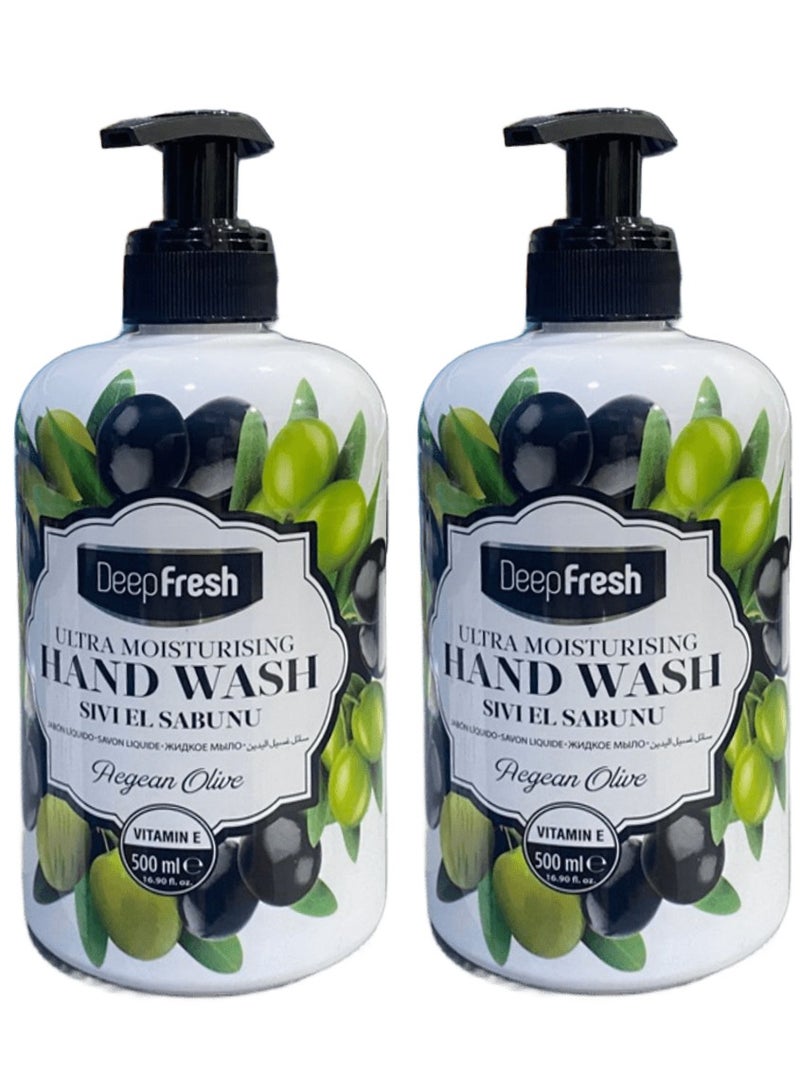 Deep Fresh Two Pieces of Ultra Moisturising Hand Wash With Aegean Olive 500 Ml - Image 1