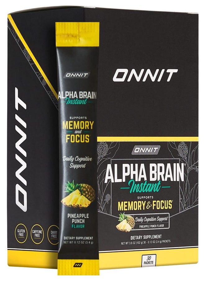 Onnit - Alpha Brain Instant Pineapple Punch Flavor Nootropic Brain Booster Memory Supplement Brain Support For Focus Energy & Clarity Alpha Gpc Choline Cats Claw Ltheanine Bacopa 30Ct - Image 1