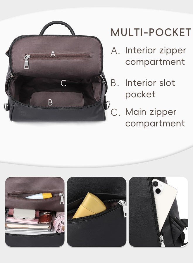 CLUCI Backpack Purse for Women Backpack Purse Black Leather Anti-theft Large Fashion Designer Travel Bag Ladies Shoulder Bags - Image 5