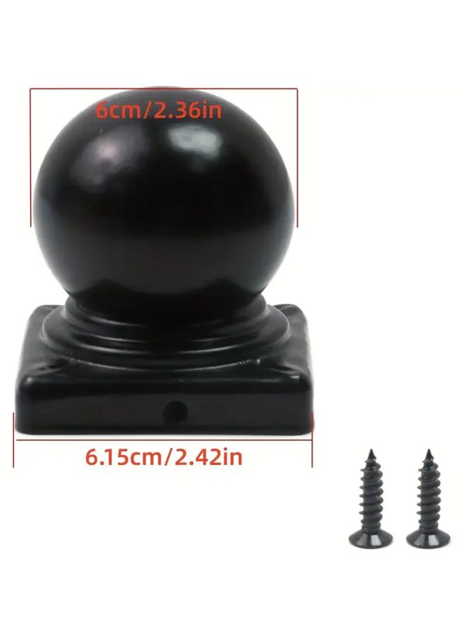 4pcs Black Aluminum Fence Post Caps With Ball Top 60mm For Metal Posts - Image 3