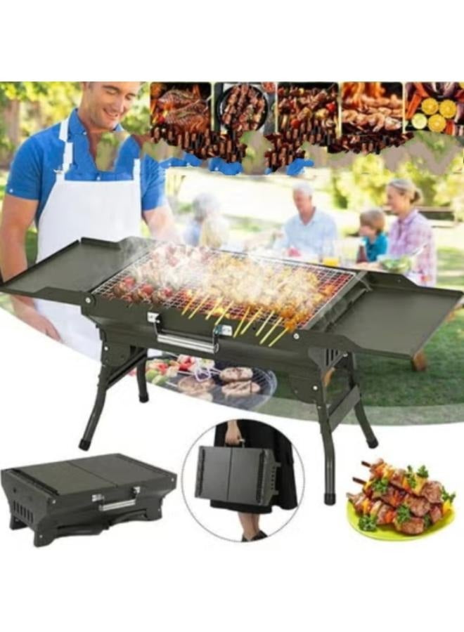 Outdoor BBQ Portable Iron Charcoal BBQ Grill Non-Stick Surface Foldable Barbecue Grill for Family Home Outdoor Camping - Image 5