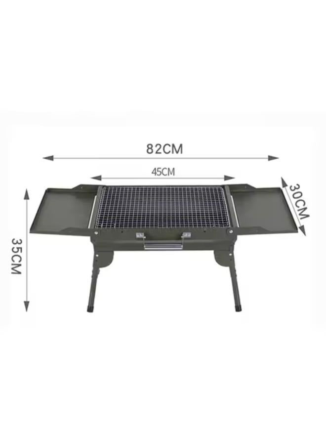Outdoor BBQ Portable Iron Charcoal BBQ Grill Non-Stick Surface Foldable Barbecue Grill for Family Home Outdoor Camping - Image 2