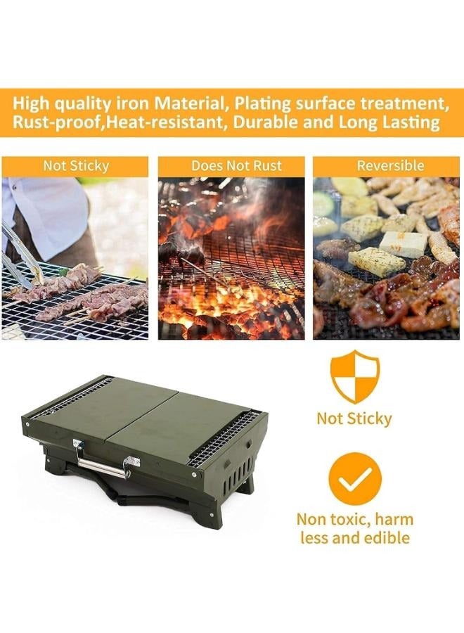 Outdoor BBQ Portable Iron Charcoal BBQ Grill Non-Stick Surface Foldable Barbecue Grill for Family Home Outdoor Camping - Image 3