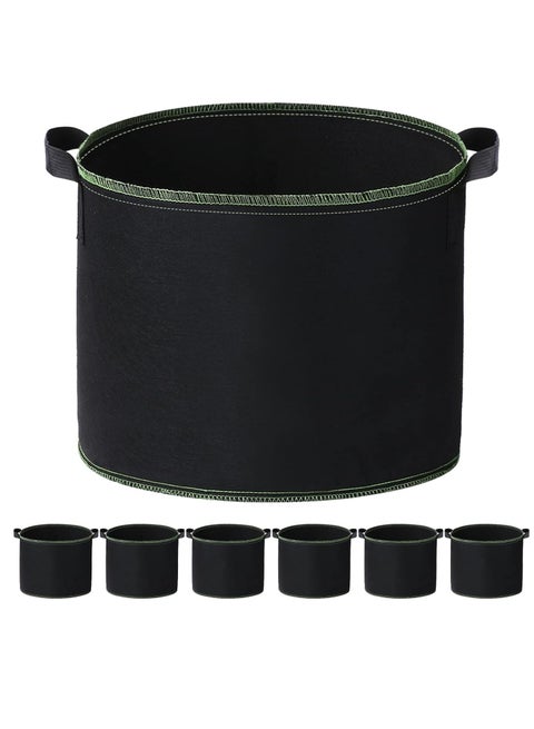 6 Pack 7 Gallon Grow Bags, Thickened Nonwoven Planting Grow Bags with Handles, Heavy Duty Aeration Fabric Pots for Fruits, Vegetables, and Flowers