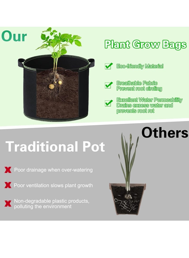 FengSVMA 6 Pack 7 Gallon Grow Bags, Thickened Nonwoven Planting Grow Bags with Handles, Heavy Duty Aeration Fabric Pots for Fruits, Vegetables, and Flowers - Image 3