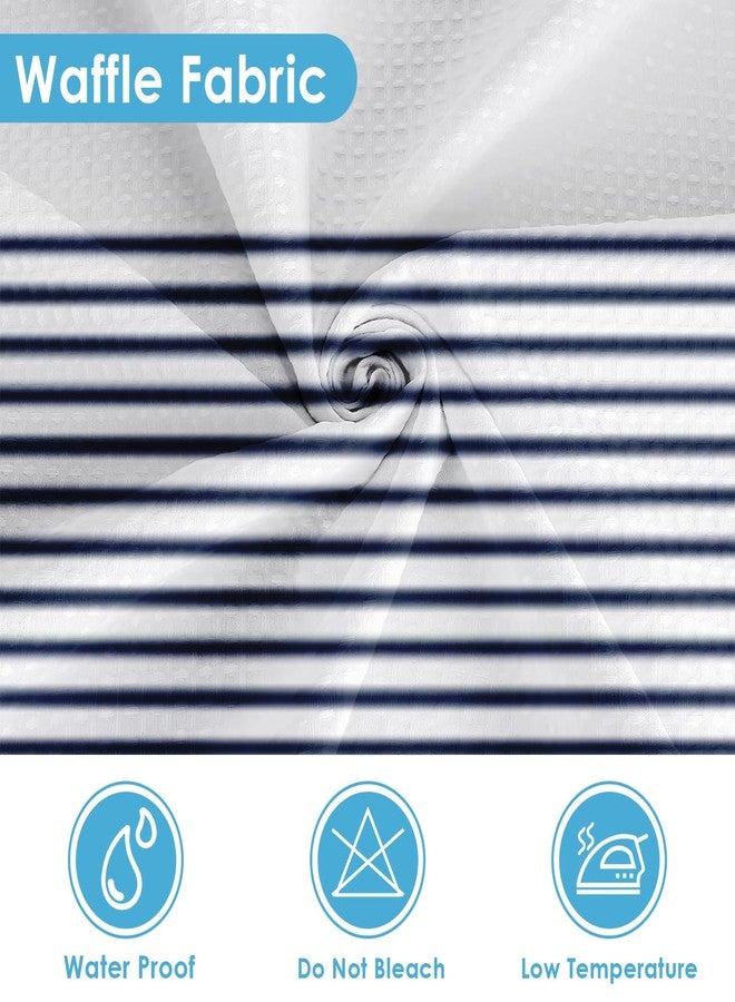 Nesphy Shower Curtain and Liner, Navy Blue Striped 3 in 1 Shower Curtain and PEVA Liner Set with 12 Rust-Resistant Metal Hooks, Waterproof Fabric Shower Curtains for Bathroom, 72 W x 72 H - Image 3