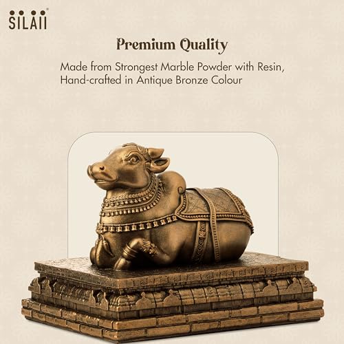 SILAII Nandi Bull Statue for Home Temple – 9 Inch Artistically Crafted Hindu Sacred Sculpture | Lord Shiva Nandi Idol for Pooja, Mandir Decor & Gifting - Image 5