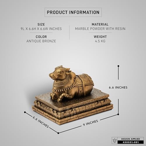 SILAII Nandi Bull Statue for Home Temple – 9 Inch Artistically Crafted Hindu Sacred Sculpture | Lord Shiva Nandi Idol for Pooja, Mandir Decor & Gifting - Image 2
