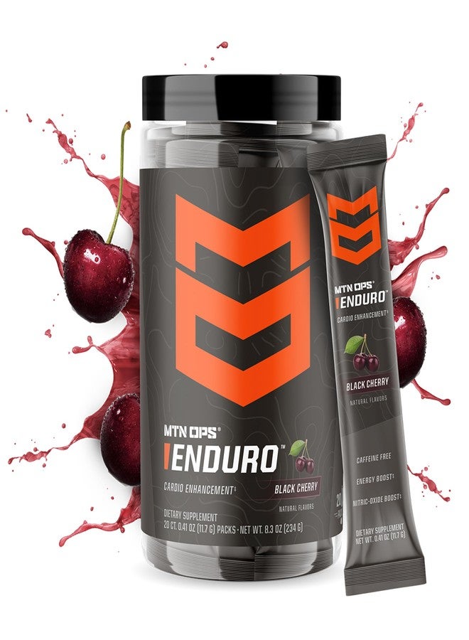 MTN OPS Enduro Nitric Oxide Pre Workout Powder Zero Sugar Stimulant Free Preworkout Caffeine Free Travel to Go Single Serve Packets with L Arginine L Citrulline 20 Count Black Cherry - Image 2