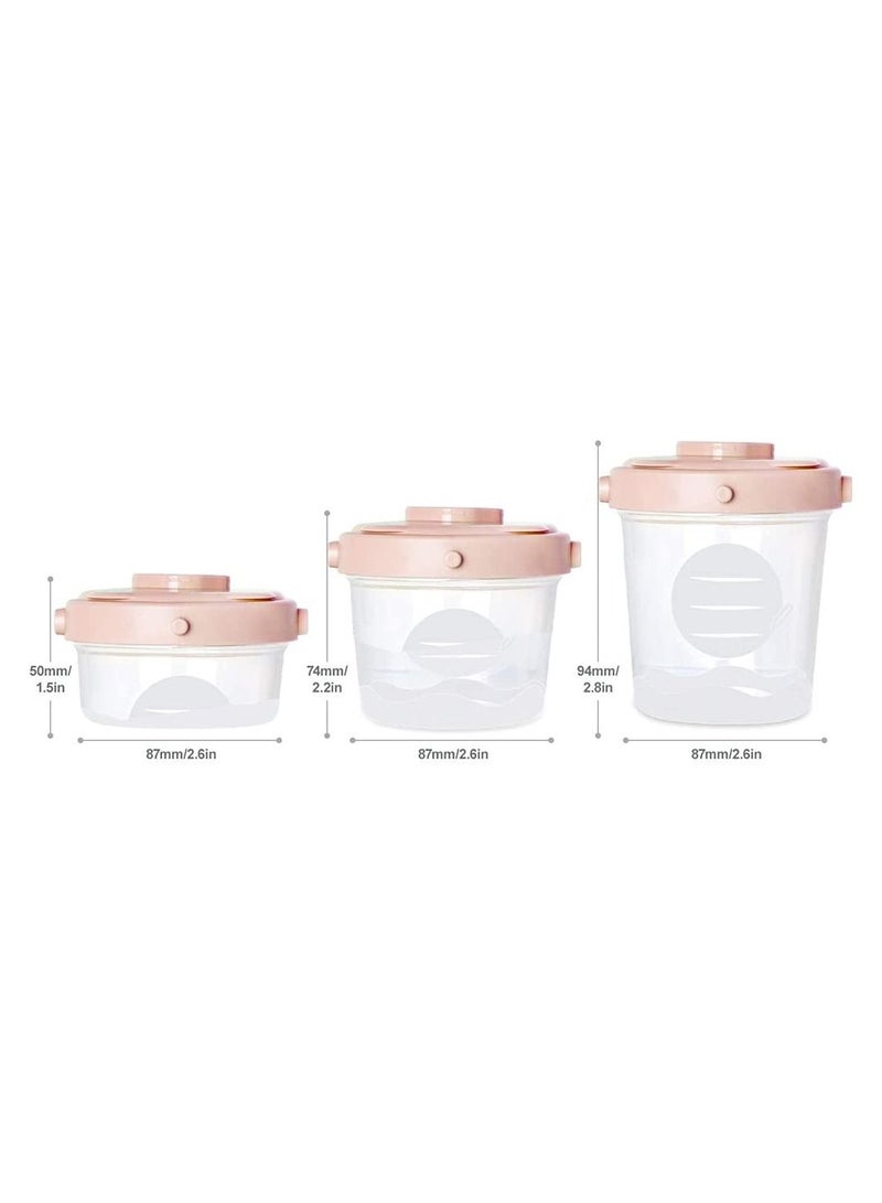 SYOSI Baby Food Container, DELFINO 3 Pack 100% Airtight Leak-Proof with Measurement Indication Plastic Baby Food Storage Box for Fruit Puree Yogurt - Image 2