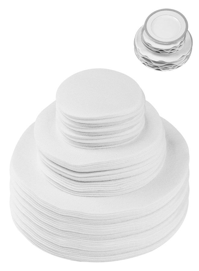 Cskunxia 120Pcs Plate Separators Storage, Soft Felt Plate Dividers, Round Dish Storage Protectors Pads with 3 Different Size (White) - Image 1