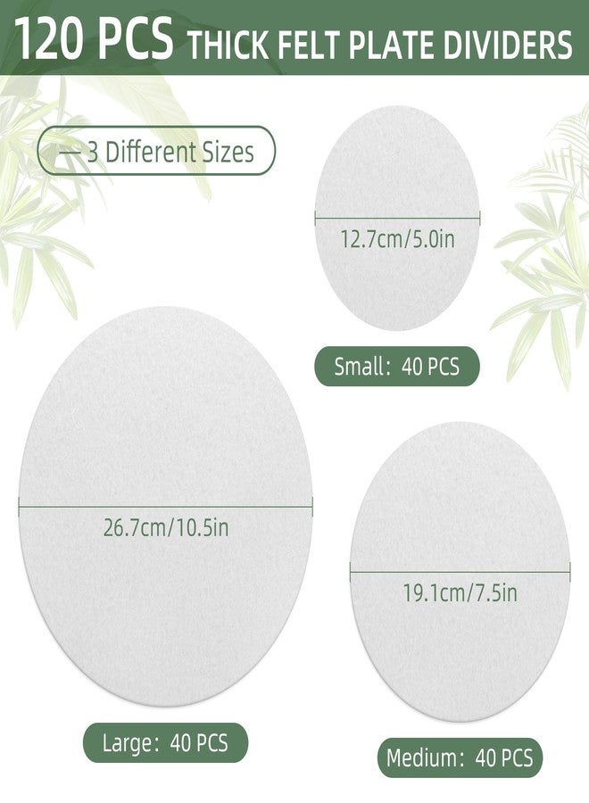 Cskunxia 120Pcs Plate Separators Storage, Soft Felt Plate Dividers, Round Dish Storage Protectors Pads with 3 Different Size (White) - Image 2