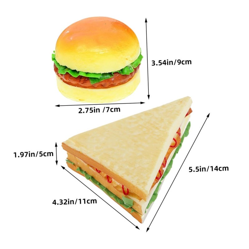 Valicluid 2 Pcs Realistic Hamburger Sandwich Bread Props for Photography Kitchen Party Decor - Image 3