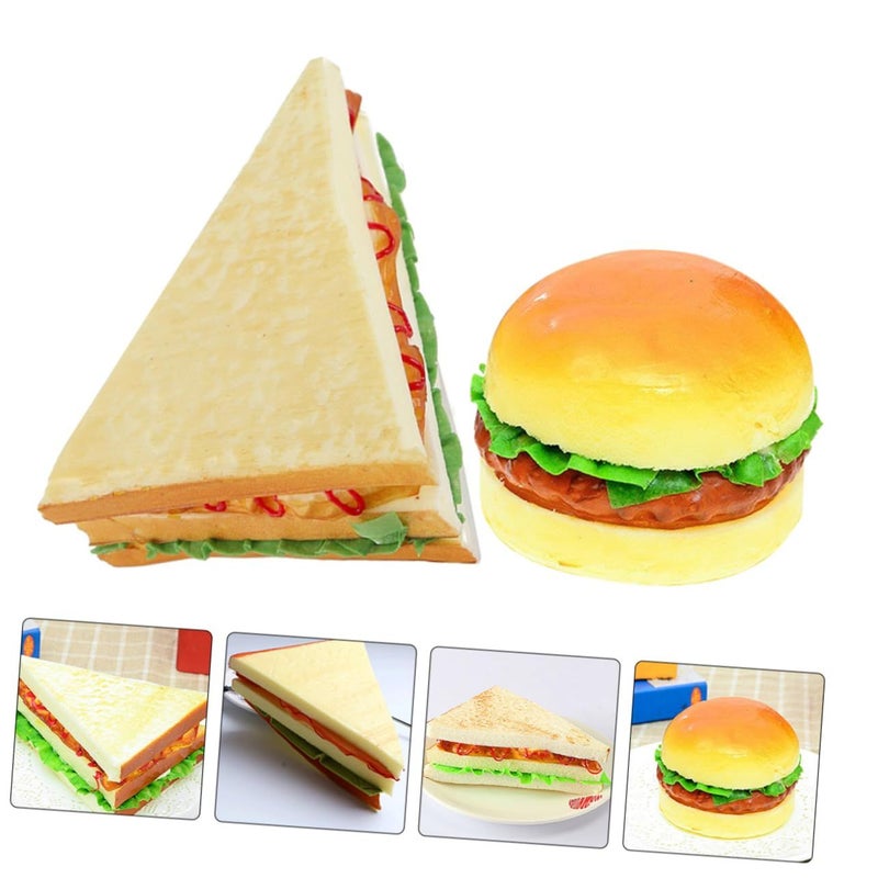 Valicluid 2 Pcs Realistic Hamburger Sandwich Bread Props for Photography Kitchen Party Decor - Image 5