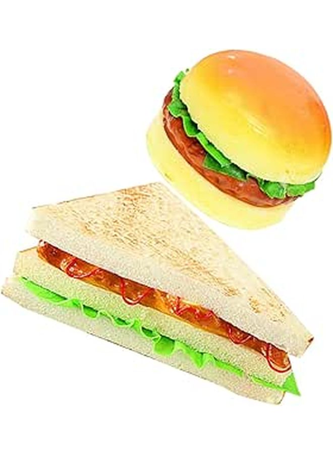 Valicluid 2 Pcs Realistic Hamburger Sandwich Bread Props for Photography Kitchen Party Decor - Image 1