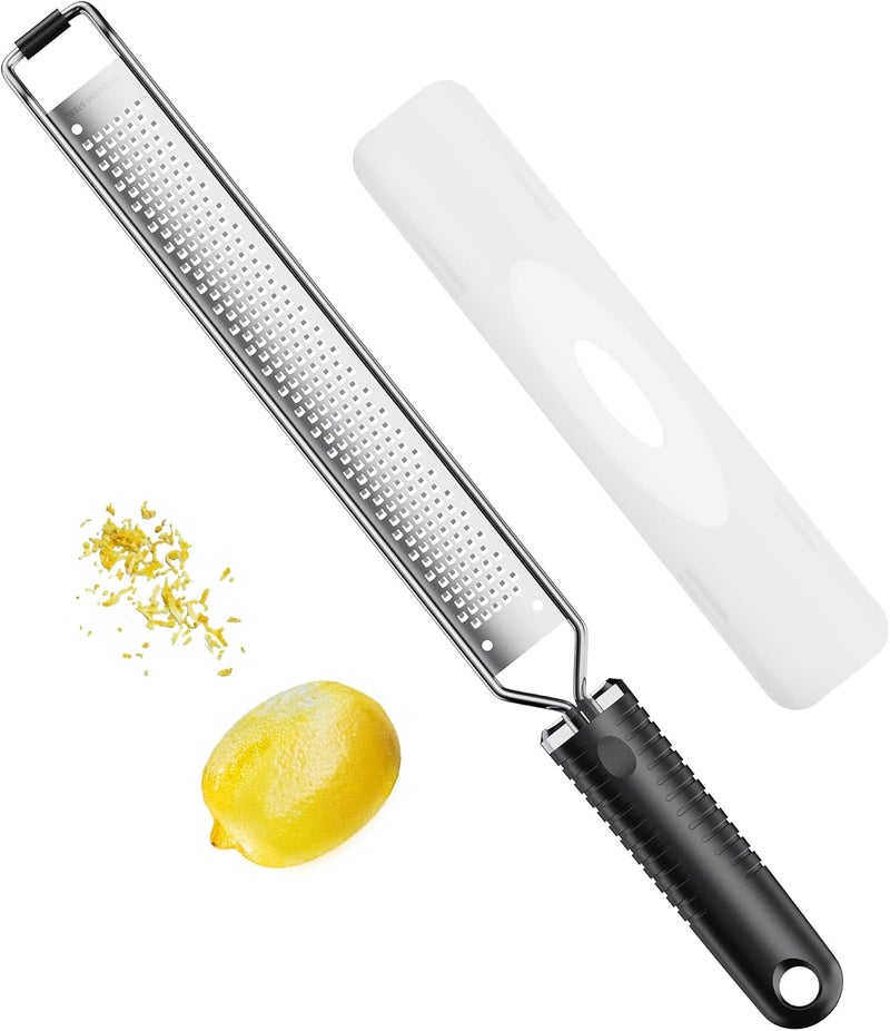 TYZUIAW Lemon Zester and Cheese Grater with Secure-Grip Handle - Stainless Steel, 15x1.4 inches - Image 1