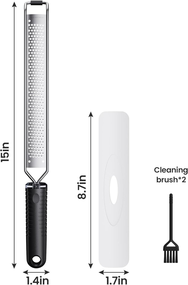 TYZUIAW Lemon Zester and Cheese Grater with Secure-Grip Handle - Stainless Steel, 15x1.4 inches - Image 2