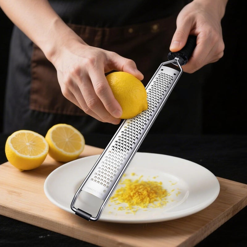 TYZUIAW Lemon Zester and Cheese Grater with Secure-Grip Handle - Stainless Steel, 15x1.4 inches - Image 3