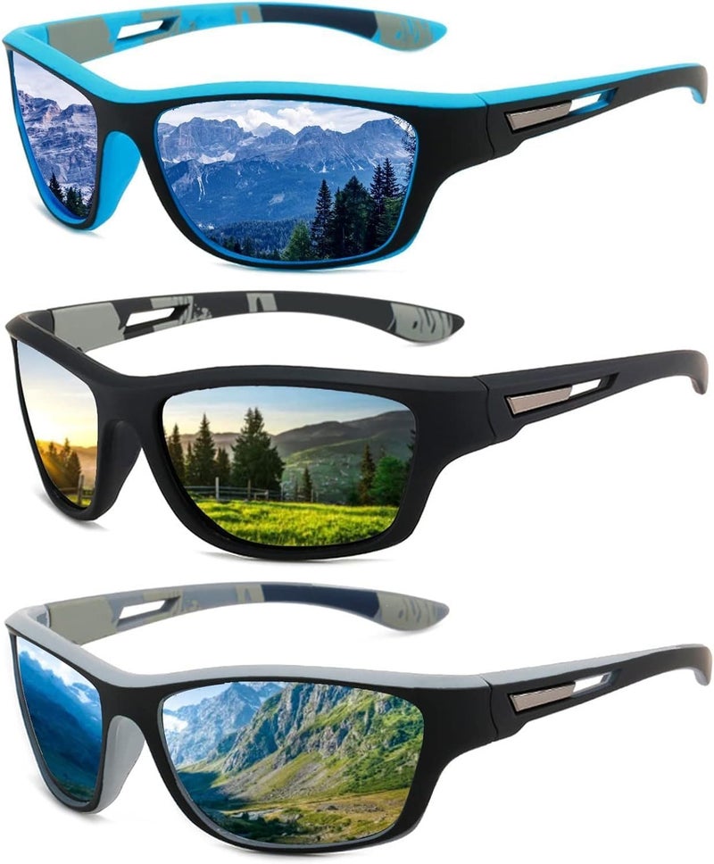 SOLARAE 3 Pcs Polarized Sunglasses Mens/Women Sport Glasses UV400 Driving Fishing Running Cycling Outdoors Sun Glasses - Image 1