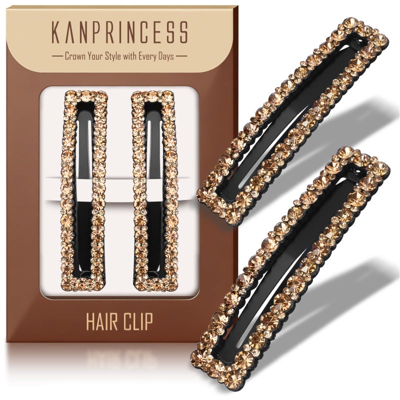 Kanprincess Rhinestone and Crystal Hair Clips 2-Pack, Sparkly Barrettes & Elegant Bling Accessories for Women & Girls(Set4) - Image 1