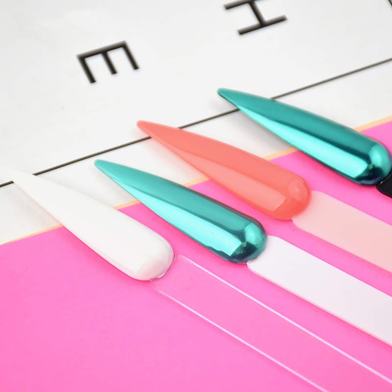 GOGOONLY 200pcs GOGOONLY Nail Display Sticks Transparent Stiletto Tips Nail Art Display Chart Fan Board Acrylic False Tips Practice Tool Nail Polish Sample Color Showcase With Ring (200 pcs - Clear) - Image 2