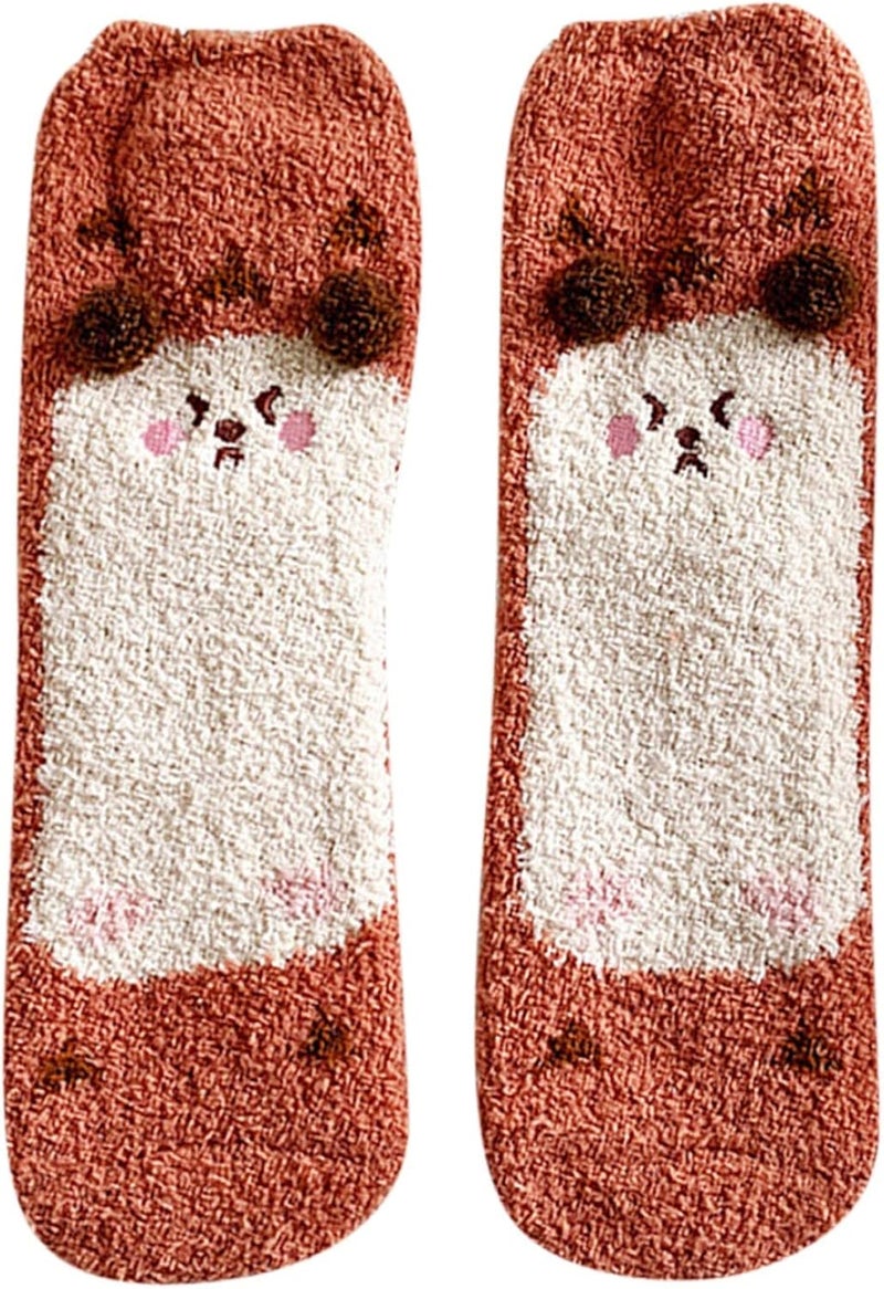 klarako 2 Pair of Wool Socks for Women - Fuzzy Cozy Thick Winter Warm Coral Velvet Casual Animal Cartoon Home Lounge Sock - Image 3