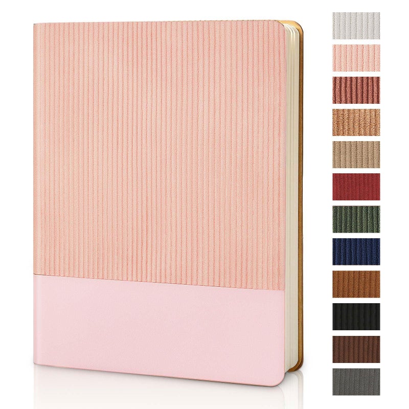 TSFPapier Lined Journal Notebook for Work College Ruled Note Book 7.2"x9.6"B5 PU Leather Daily Journaling 160 Pages for Women Men Writing Home School Supplies Business (Pink) - Image 1