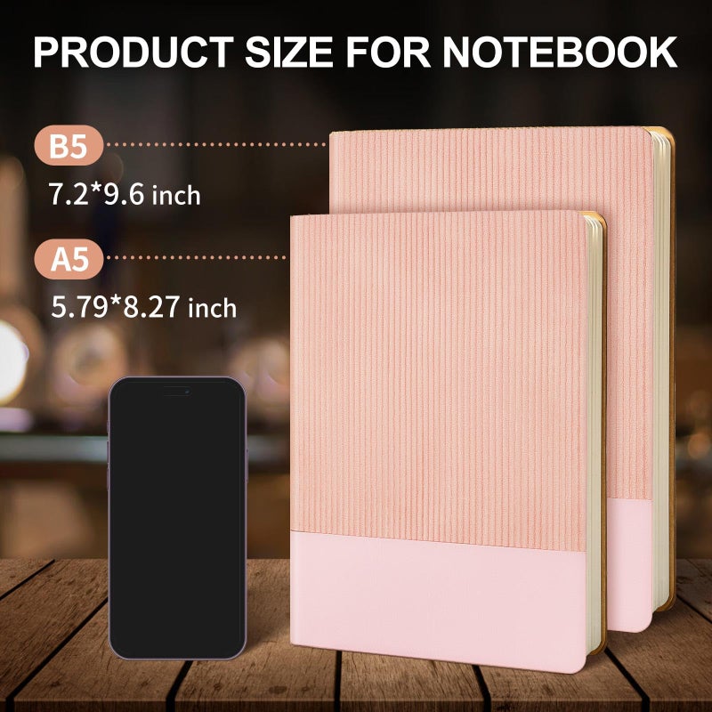 TSFPapier Lined Journal Notebook for Work College Ruled Note Book 7.2"x9.6"B5 PU Leather Daily Journaling 160 Pages for Women Men Writing Home School Supplies Business (Pink) - Image 2