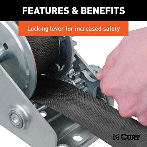 Curt وينش قارب يدوي CURT 29433 بيد دوارة، سعة 900 رطل، مقبض بطول 6-1/2 بوصة، نسبة تروس 3.25:1، حزام بطول 15 قدم - Image 4