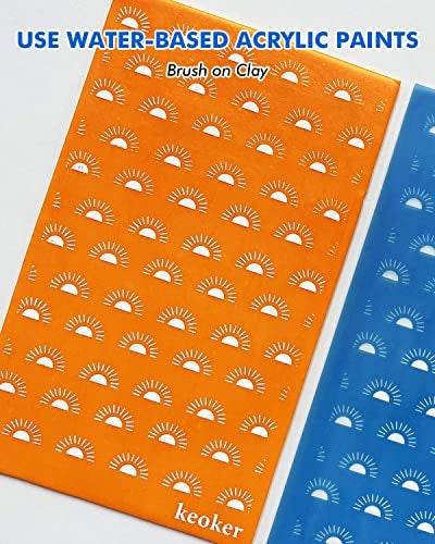 KEOKER Polymer Clay Silk Screen, Silk Screen Stencils for Polymer Clay, 3 PCS Reusable Silkscreen Print Kit,for Printing on Clay & Other Jewelry Clay Earrings Decoration, Each 6" X 3.8" (3PC-LINE) - Image 3