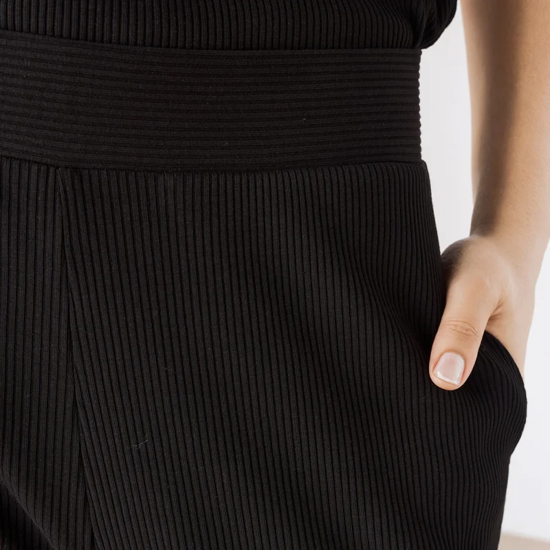 سبلاش فيڤ Ribbed Wide Leg Pants with Pockets