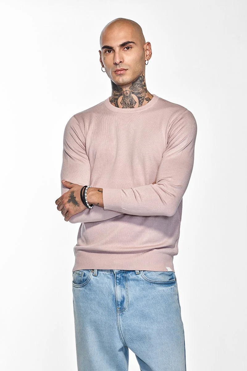 SNITCH Core Lab Light Pink Solid Sweater