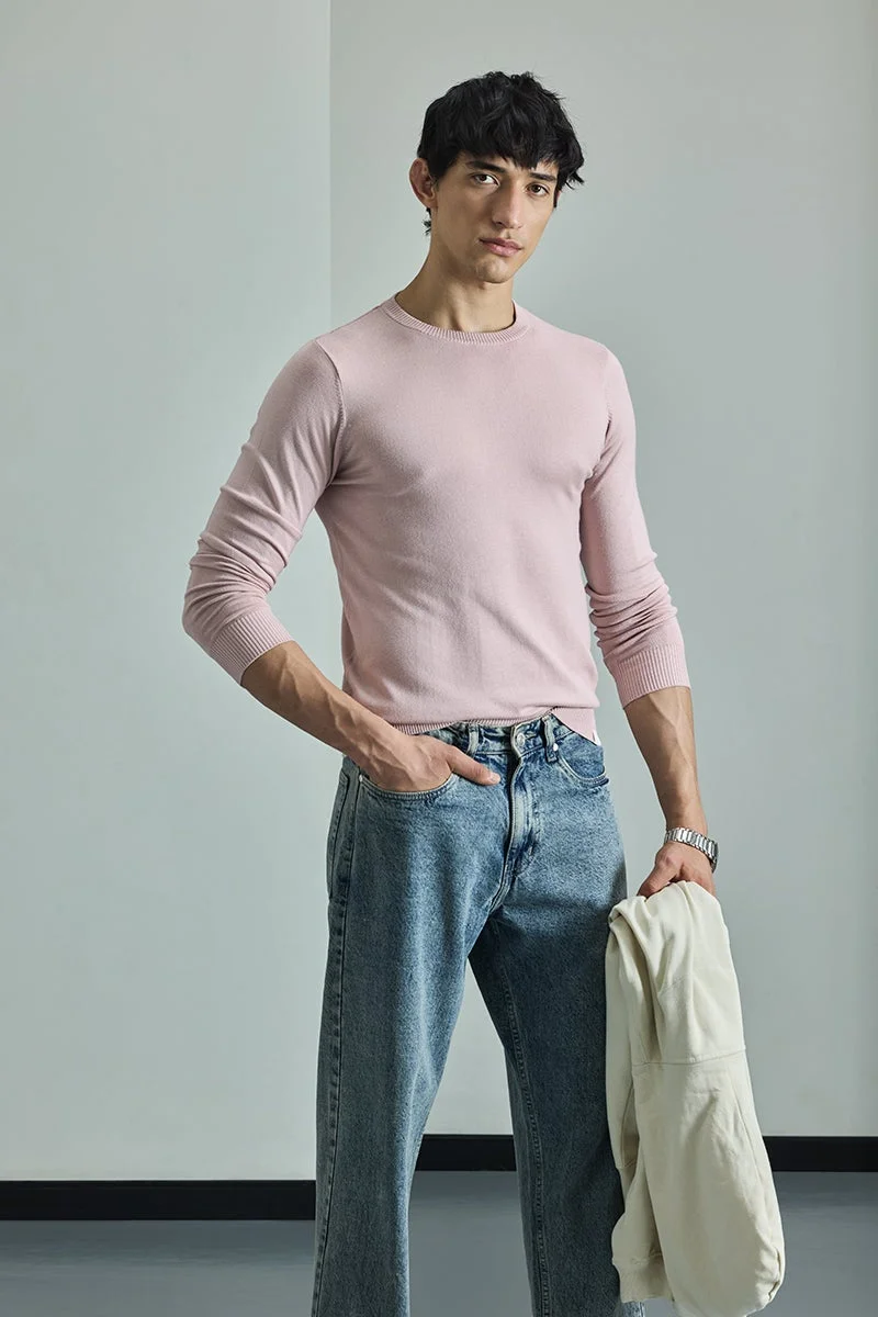 SNITCH Core Lab Light Pink Solid Sweater