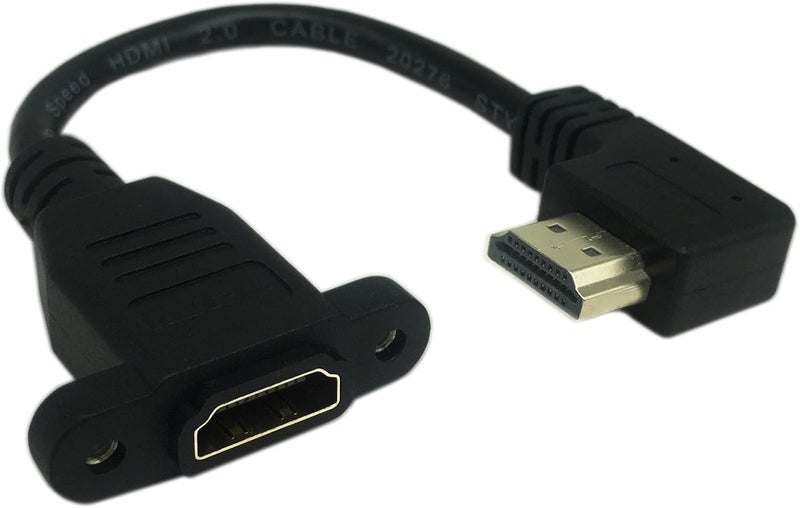 CERRXIAN كابل HDMI بزاوية 90 درجة بطول 15 سم 6 بوصة عالي السرعة من CERRXIAN مع دعم دقة 4K 60Hz لجهاز Blu Ray وتلفاز ثلاثي الأبعاد باللون الأسود R - Image 1