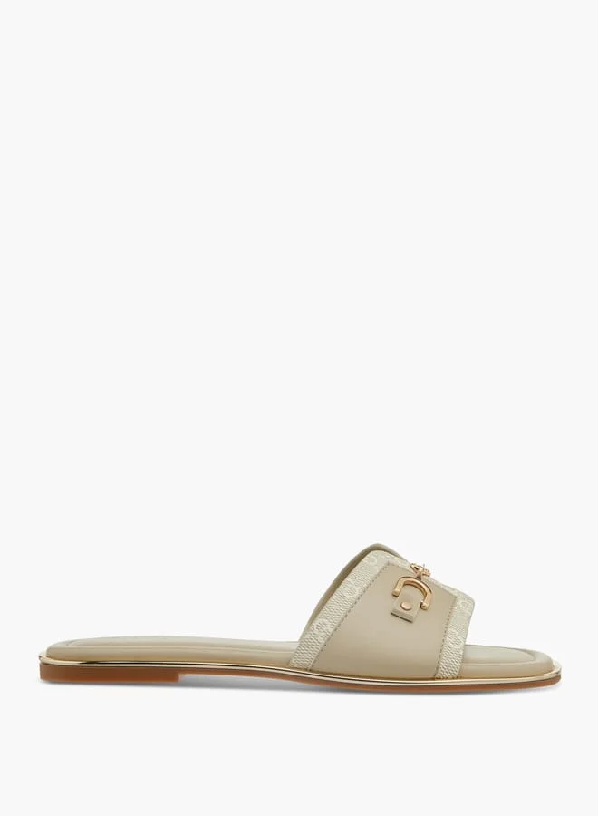 Celeste Women's Monogram Print Slip-On Sandals with Metallic Detail