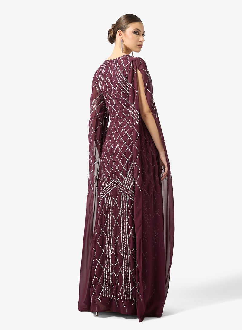Amelia Rose v-neck drape sleeve sequin maxi dress - Image 2