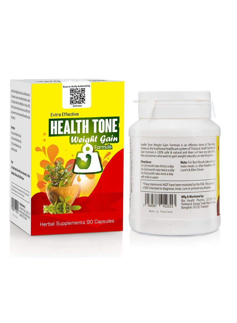 Health Tone Extra Effective Weight Gain Capsules – 100% Herbal Supplement for Fast & Healthy Weight Gain, 90 Caps - Image 2