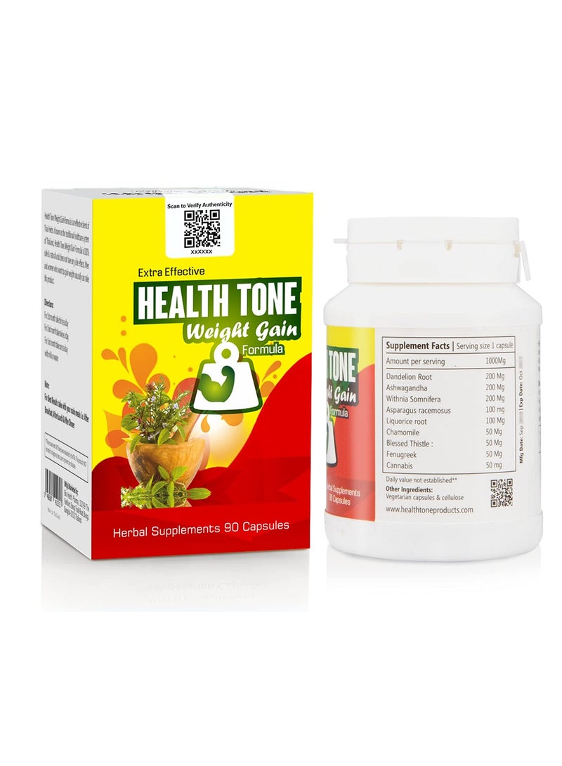 Health Tone Extra Effective Weight Gain Capsules – 100% Herbal Supplement for Fast & Healthy Weight Gain, 90 Caps - Image 3