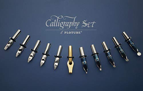 Plotube Calligraphy Pen Set – Includes Wooden Dip Pen, Antique Brass Holder, 11 Nibs, 7 Colors Ink Bottles and Beginner's Manual - Image 3