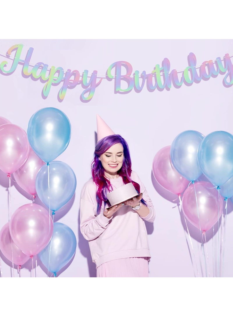 Large Iridescent Happy Birthday Banner - 4 Feet | Pre-Strung, Birthday Sign Garland For Happy Birthday Decorations | Iridescent Party Decorations No DIY - Image 3