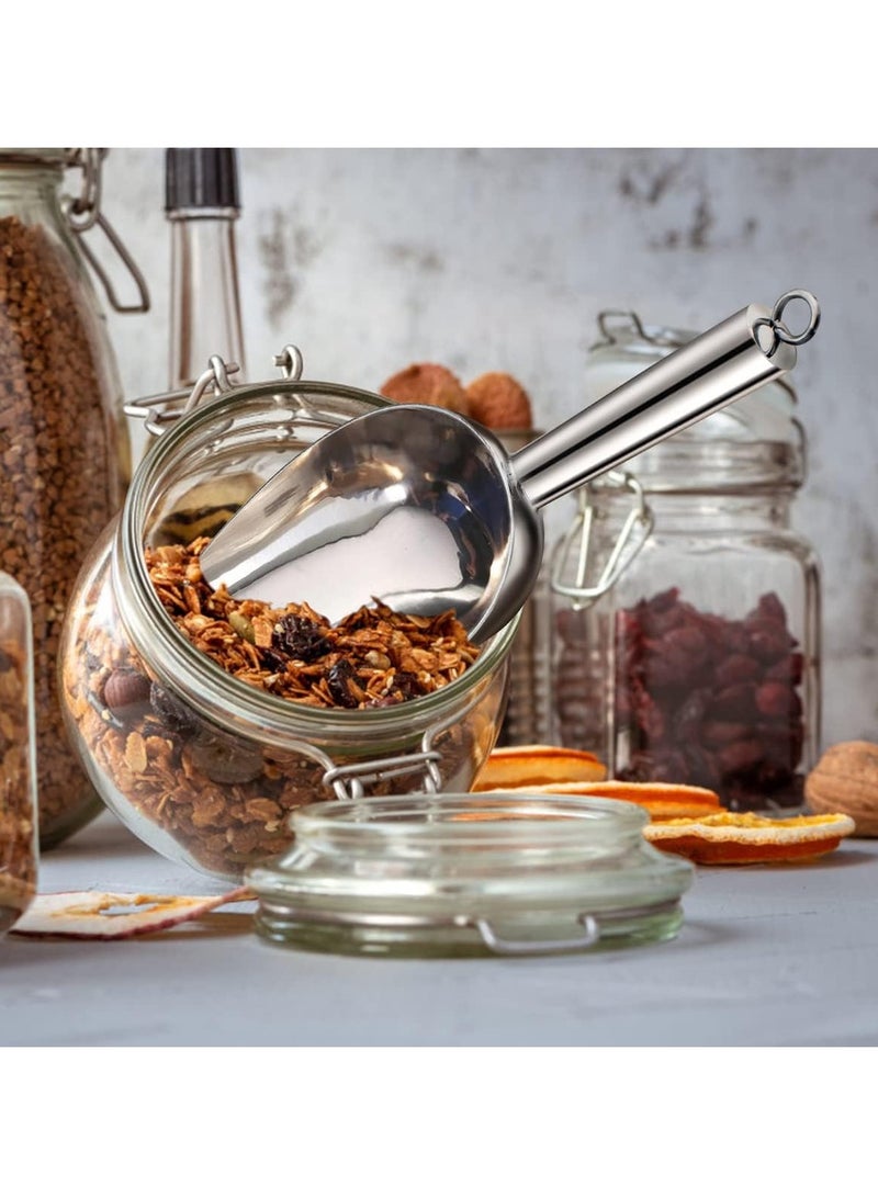 بابونا مغرفة ثلج من الفولاذ المقاوم للصدأ 5 أونصة، مغرفة معدنية صغيرة متعددة الاستخدامات للمطبخ صانع الثلج الفريزر حبوب القهوة السكر الدقيق حفلات الزفاف (فضي) - Image 5