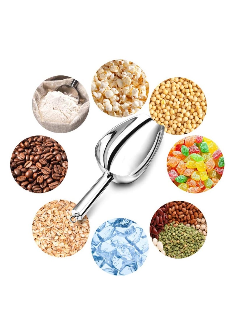 بابونا مغرفة ثلج من الفولاذ المقاوم للصدأ 5 أونصة، مغرفة معدنية صغيرة متعددة الاستخدامات للمطبخ صانع الثلج الفريزر حبوب القهوة السكر الدقيق حفلات الزفاف (فضي) - Image 4