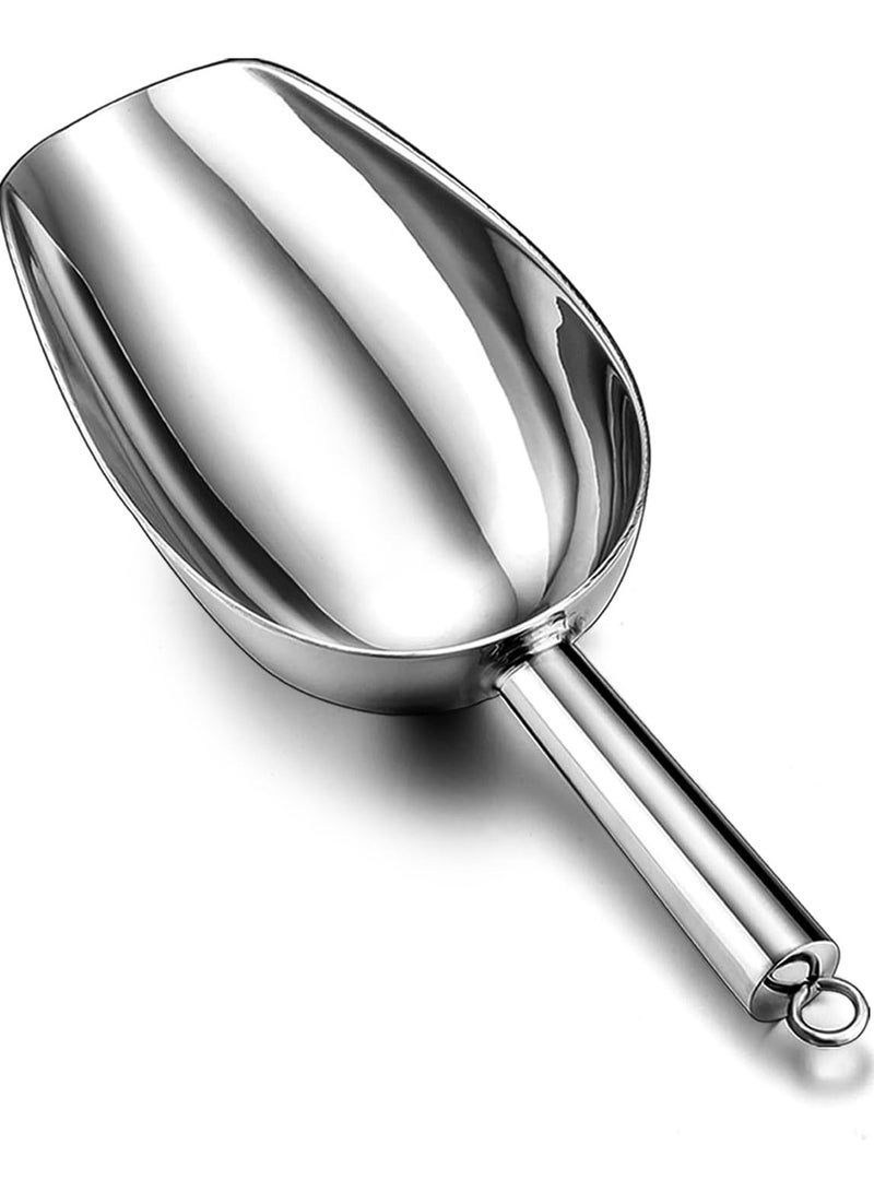 بابونا مغرفة ثلج من الفولاذ المقاوم للصدأ 5 أونصة، مغرفة معدنية صغيرة متعددة الاستخدامات للمطبخ صانع الثلج الفريزر حبوب القهوة السكر الدقيق حفلات الزفاف (فضي) - Image 1