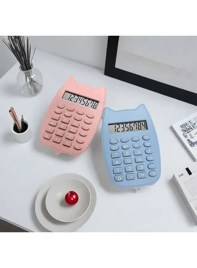 Pink Mini Calculator With Large Display And Digital Clock Mode Compact Portable - Image 3
