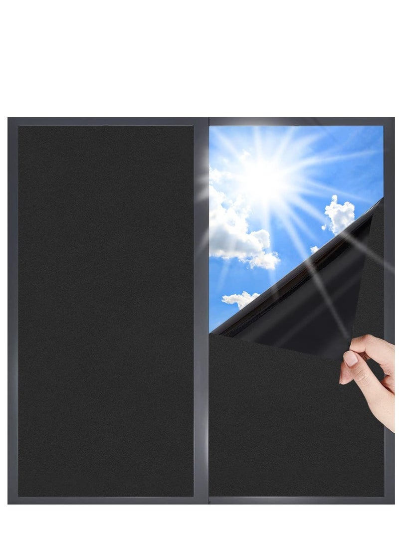 RATSAW Blackout Window Film Removable Privacy Film Dark Window Tint Decorative Privacy Films No Glue Self Static Cling Window Sticker Cover Light Blocking for Bathroom Living Bedroom Kitchen 45W 500L Centime - Image 1