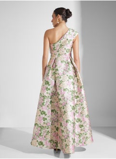Adrianna Papell Printed Asymmetric One Shoulder Dress  - Image 2