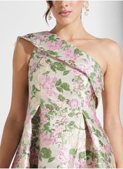 Adrianna Papell Printed Asymmetric One Shoulder Dress  - Image 3